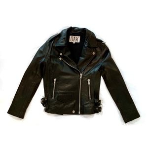 New Black OAK LA Rider Leather Jacket Size Medium
